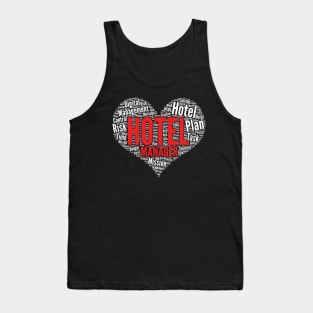 Hotel Manager Heart Shape Word Cloud Design print Tank Top